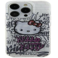 Hello Kitty Aizmugurējais vāciņš Hello Kitty Apple iPhone 15 6.1 hardcase IML Kitty On Bricks Graffit White