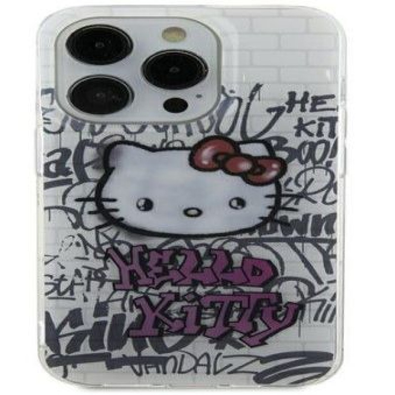 Hello Kitty Aizmugurējais vāciņš Hello Kitty Apple iPhone 15 6.1 hardcase IML Kitty On Bricks Graffit White