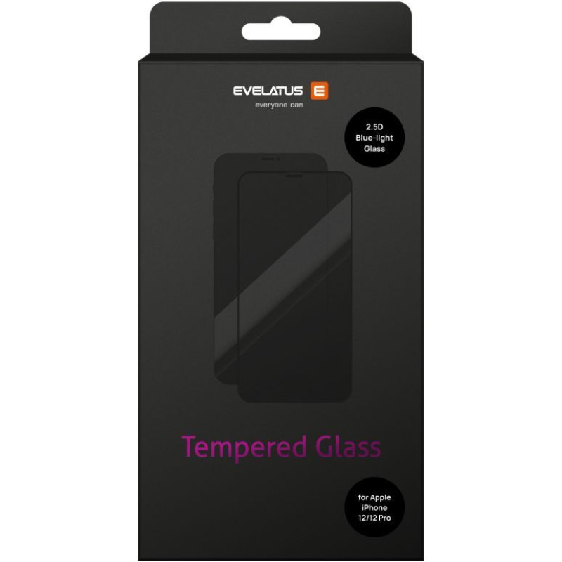 Evelatus Aizsargstikls Evelatus Apple iPhone 12/12 Pro 0.33 Flat Clear Glass Japan Glue Anti-Static