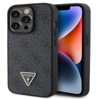 Guess Aizmugurējais vāciņš Guess Apple iPhone 15 Pro Strass Triangle Metal Logo Case Black