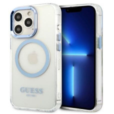Guess Aizmugurējais vāciņš Guess Apple iPhone 13 Pro Max 6.7 hard case Metal Outline Magsafe Transparent Blue