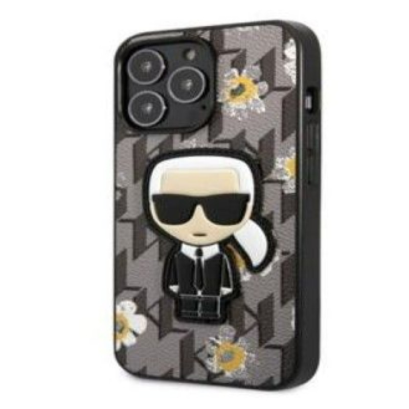 Karl Lagerfeld Aizmugurējais vāciņš Karl Lagerfeld Apple iPhone 13 Pro Ikonik Flower Case Grey