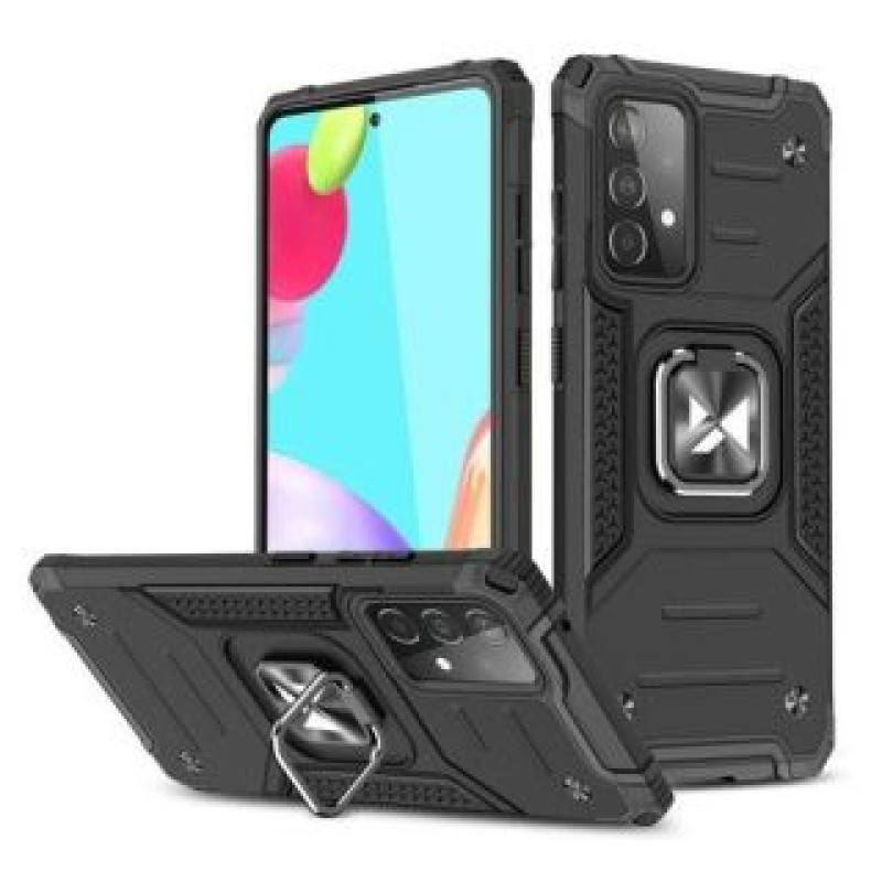 Wozinsky Aizmugurējais vāciņš Wozinsky Samsung Galaxy A52s 5G / A52 5G / A52 4G Ring Armor Case Kickstand Tough Rugged Cover Black