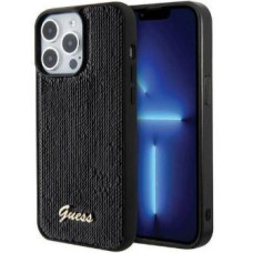 Guess Aizmugurējais vāciņš Guess Apple iPhone 15 Pro HC SEQUIN SCRIPT METAL Black