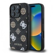 Guess Aizmugurējais vāciņš Guess - iPhone 16 Pro Max PU 4G Peony MagSafe Case Black