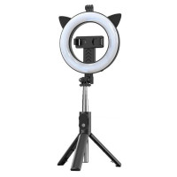 Ilike Selfie nūja iLike Universal SELFIE HANDLE TRIPOD AND RING LIGHT BLUETOOTH Black