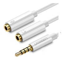 Ugreen Parveidotājs Ugreen  Cable cable headphone splitter mini jack 3.5 mm - 2 x mini jack 3.5 mm (2 x stereo output) 20cm white (AV134) White