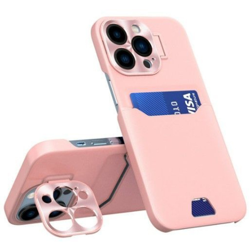 Ilike Aizmugurējais vāciņš iLike Apple iPhone 14 Pro Leather Stand Case Card Wallet Cover with Stand Pink