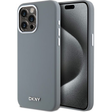 Dkny Aizmugurējais vāciņš DKNY Apple DKNY Liquid Silicone Silver Metal Logo MagSafe Case for iPhone 15 Pro Max Grey