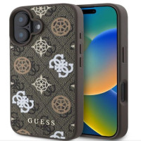 Guess Aizmugurējais vāciņš Guess Apple iPhone 16 PU 4G Peony MagSafe Case Brown