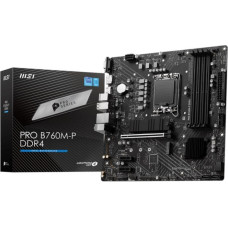 MSI Pamatplate Intel procesorsiem MSI  Mainboard||Intel B760 Express|LGA1700|Micro-ATX|Memory DDR4|Memory slots 4|2xPCI-Express 1x|1xPCI-Express 16x|2xM.2|1x15pin D-sub|1xHDMI|1xDisplayPort|4xUSB 2.0|1xUSB 3.2|1xUSB-C|2xPS/2|1xRJ45|3xAudio port|PROB760M-P