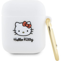 Hello Kitty Maciņš austiņām Hello Kitty Apple Airpods 1/2 cover Silicone 3D Kitty Head White