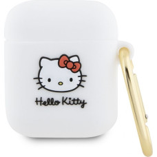 Hello Kitty Maciņš austiņām Hello Kitty Apple Airpods 1/2 cover Silicone 3D Kitty Head White