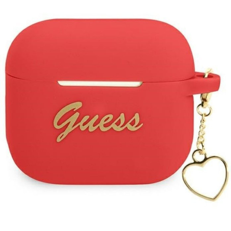 Guess Maciņš austiņām Guess Apple AirPods 3 cover Silicone Charm Heart Collection Red