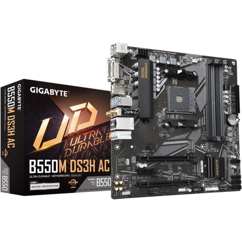 Gigabyte Pamatplate AMD procesorsiem Gigabyte  Mainboard||AMD B550|SAM4|Micro-ATX|Memory DDR4|Memory slots 4|1xPCI-Express 3.0 1x|1xPCI-Express 3.0 4x|1xPCI-Express 4.0 16x|2xM.2|1xDVI-D|1xHDMI|1xDisplayPort|4xUSB 2.0|4xUSB 3.2|1xPS/2|1xRJ45|3xAudio port|