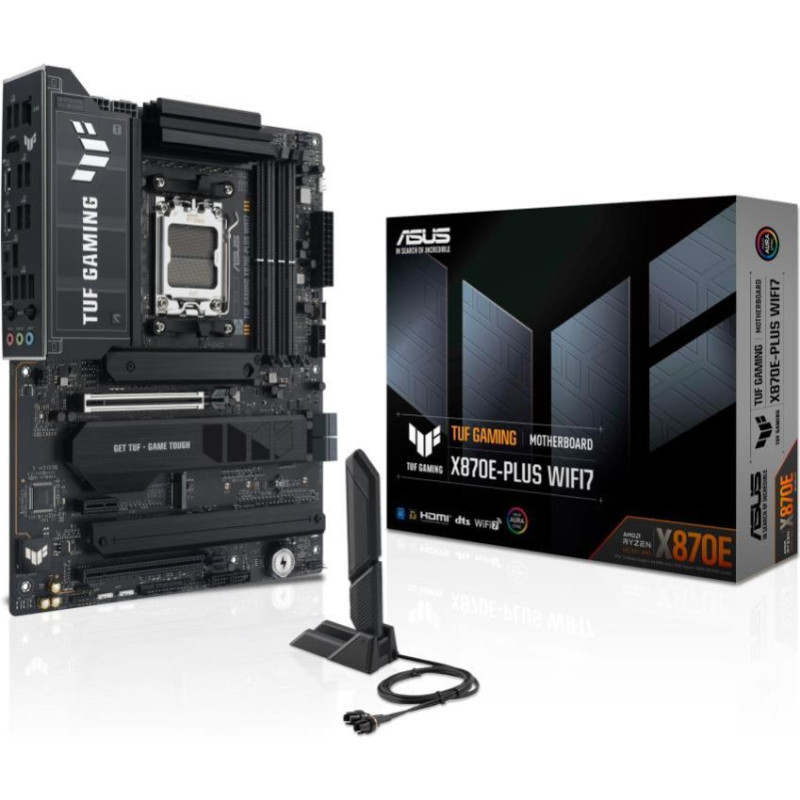 Asus Pamatplate AMD procesorsiem Asus  Mainboard||AMD X870E|SAM5|ATX|Memory DDR5|Memory slots 4|1xPCI-Express 3.0 1x|1xPCI-Express 4.0 16x|1xPCI-Express 5.0 16x|4xM.2|1xHDMI|4xUSB 2.0|7xUSB 3.2|2xUSB-C|1xRJ45|3xAudio port|TUFGAMX870E-PLUSWIFI7