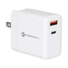 Forcell Adapteris Forcell  FORCELL F-ENERGY TFK-TC-45WPDAC travel charger 3in1 Type C + USB A PD QC4.0 3A 45W with replaceable plugs (EU / UK / US) white