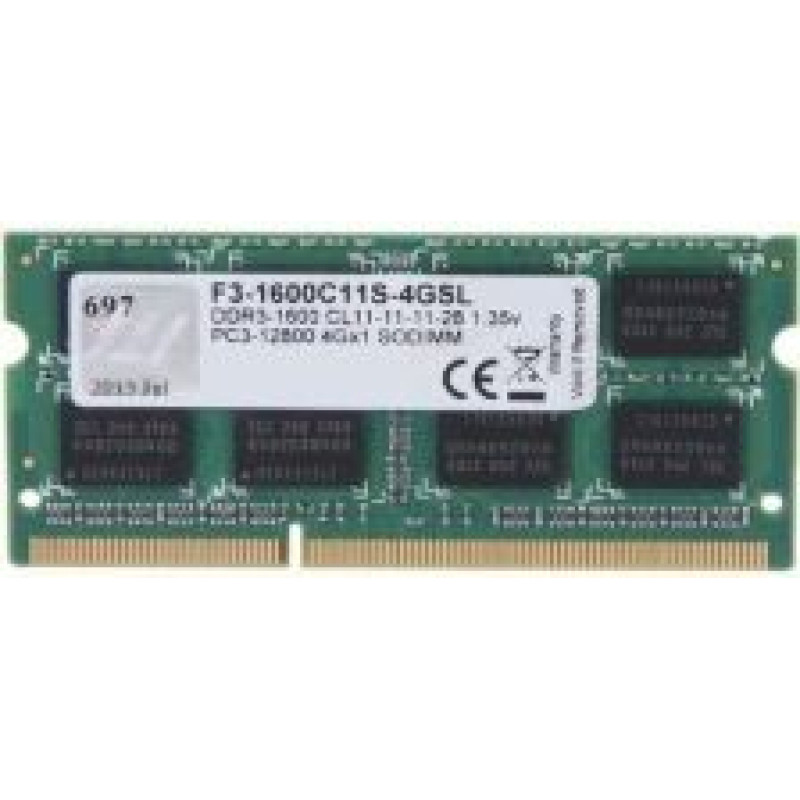 G.skill Operatīv atmiņa DDR4 G.Skill  NB MEMORY 4GB PC12800 DDR3/SO F3-1600C11S-4GSL