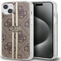 Guess Aizmugurējais vāciņš Guess - iPhone 15 brown hardcase IML 4G Gold Stripe Brown