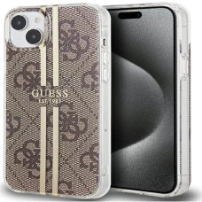 Guess Aizmugurējais vāciņš Guess - iPhone 15 brown hardcase IML 4G Gold Stripe Brown