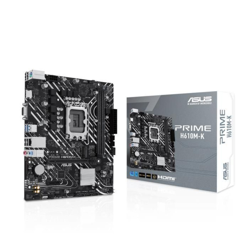 Asus Pamatplate Intel procesorsiem Asus  Mainboard||Intel H610|LGA1700|Micro-ATX|Memory DDR5|Memory slots 2|1xPCI-Express 3.0 1x|1xPCI-Express 4.0 16x|1xM.2|1x15pin D-sub|1xHDMI|4xUSB 2.0|2xUSB 3.2|1xPS/2|1xRJ45|3xAudio port|PRIMEH610M-K