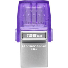 Kingston Zibatmiņa Kingston  DataTraveler DT Micro Duo 3C 128 GB, USB Type-C and Type-A, Purple