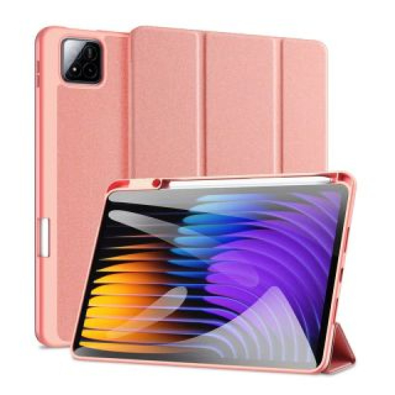 Dux Ducis Maciņš grāmata Dux Ducis Xiaomi Redmi Pad 7/7 Pro Domo Series Tri-fold Stand PU Leather Tablet Cover Pink