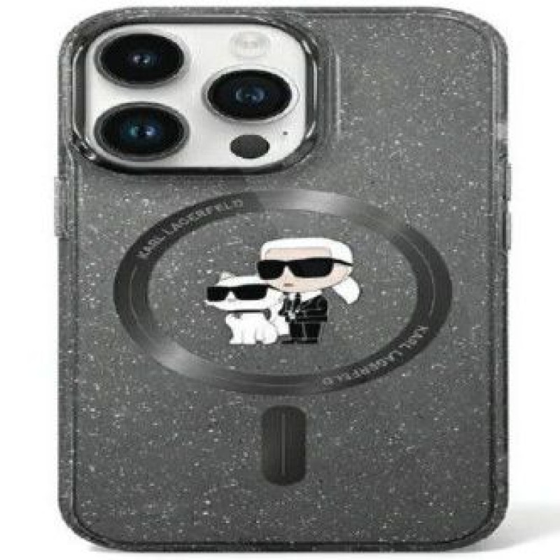 Karl Lagerfeld Aizmugurējais vāciņš Karl Lagerfeld Apple iPhone 11 / Xr 6.1 hardcase Karl&Choupette Glitter MagSafe Black