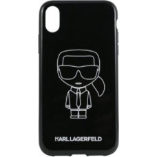 Karl Lagerfeld Aizmugurējais vāciņš Karl Lagerfeld  iPhone XR PC/TPU Glitter Ikonik White Outline Black