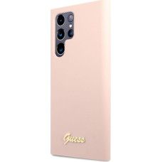 Guess Aizmugurējais vāciņš Guess Samsung Samsung S22 Ultra Silicone Metal Logo Case Pink