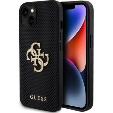 Guess Aizmugurējais vāciņš Guess - Guess PU Perforated 4G Glitter Metal Logo Case for iPhone 15 Black