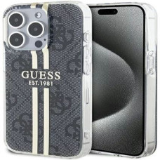 Guess Aizmugurējais vāciņš Guess Apple iPhone 15 Pro Max hardcase IML 4G Gold Stripe Black
