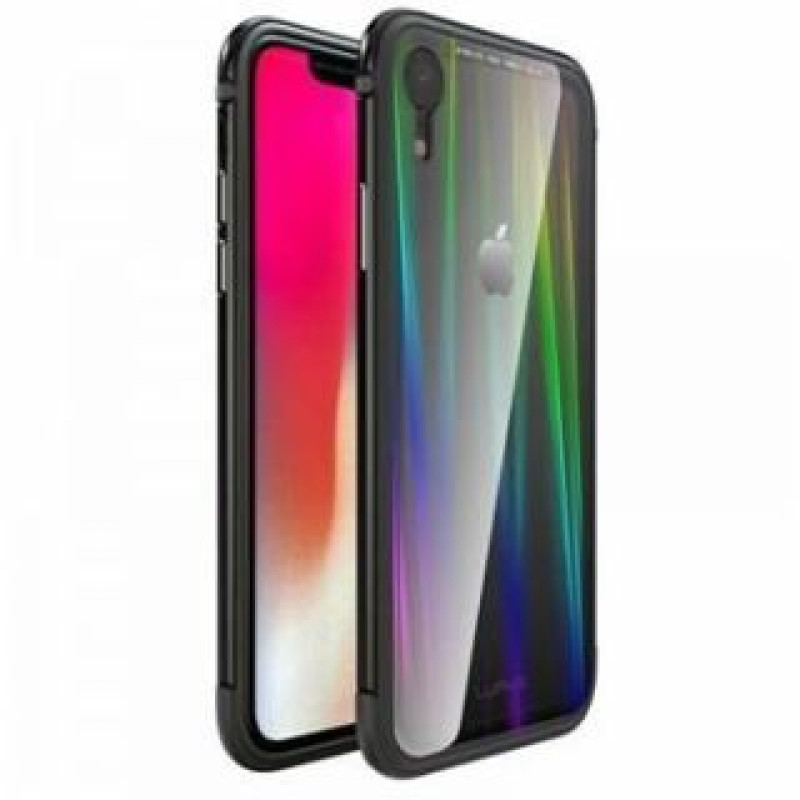 Luphie Aizmugurējais vāciņš Luphie Apple iPhone XR Aurora Condom Aluminium Frame + TPU Case Black Clear