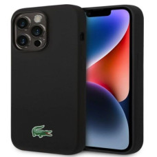 Lacoste Aizmugurējais vāciņš Lacoste Apple iPhone 15 Pro 6.1 Liquid Silicone Microfiber Croc Logo Magsafe Back Cover Black