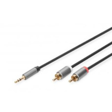 Digitus Parveidotājs Digitus  Stereo 3.5mm to 2RCA Splitter Y, M to M DB-510330-018-S 3.5mm stereo,  2x RCA plug, 1.8 m