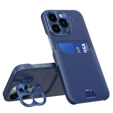 Ilike Aizmugurējais vāciņš iLike Apple iPhone 14 Pro Leather Stand Case card wallet with stand Blue