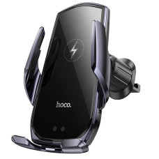 Hoco Auto turētājs Hoco  CA202 Plus Enlightener infrared induction wireless charging car holder(air outlet) Black Grey