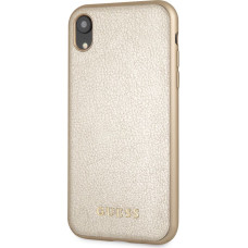 Guess Aizmugurējais vāciņš Guess Apple iPhone XR Iridescent PU Leather Hard Case Gold