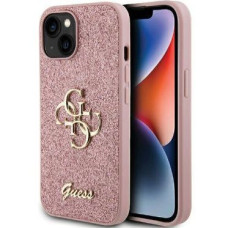 Guess Aizmugurējais vāciņš Guess Apple iPhone 15 HC FIXED GLITTER BIG 4G Pink