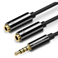 Ugreen Parveidotājs Ugreen  Cable headphone splitter mini jack 3.5 mm - 2 x mini jack 3.5 mm (microphone + stereo output) Black