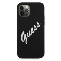 Guess Aizmugurējais vāciņš Guess  iPhone 12 / 12 Pro Silicone Vintage Script Cover Black