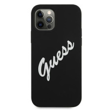 Guess Aizmugurējais vāciņš Guess  iPhone 12 / 12 Pro Silicone Vintage Script Cover Black