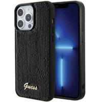 Guess Aizmugurējais vāciņš Guess Apple iPhone 15 Pro Max HC SEQUIN SCRIPT METAL Black