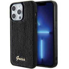 Guess Aizmugurējais vāciņš Guess Apple iPhone 15 Pro Max HC SEQUIN SCRIPT METAL Black