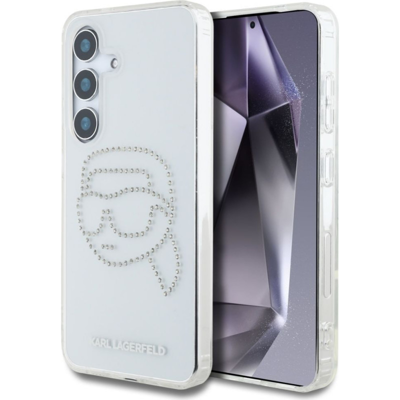 Karl Lagerfeld Aizmugurējais vāciņš Karl Lagerfeld Samsung Galaxy S25 Etui Rhinestones Karl Head Logo Transparent