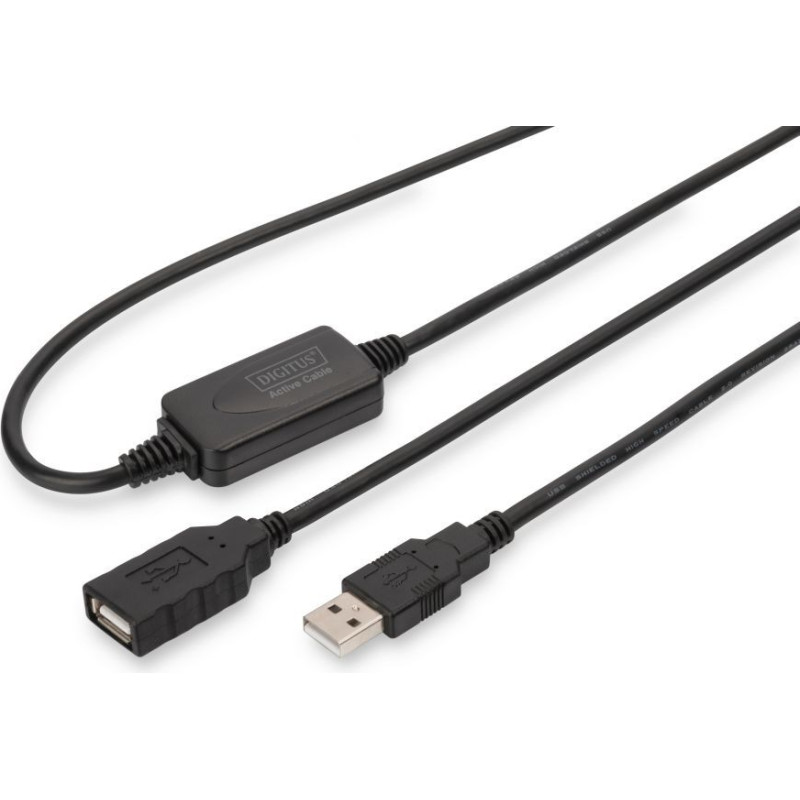 Digitus Kabelis Digitus  Active USB 2.0 Repeater/Extension Cable DA-73100-1 10 m, Black