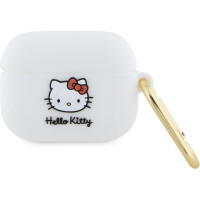 Hello Kitty Maciņš austiņām Hello Kitty Apple Airpods Pro cover Silicone 3D Kitty Head White