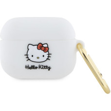 Hello Kitty Maciņš austiņām Hello Kitty Apple Airpods Pro cover Silicone 3D Kitty Head White