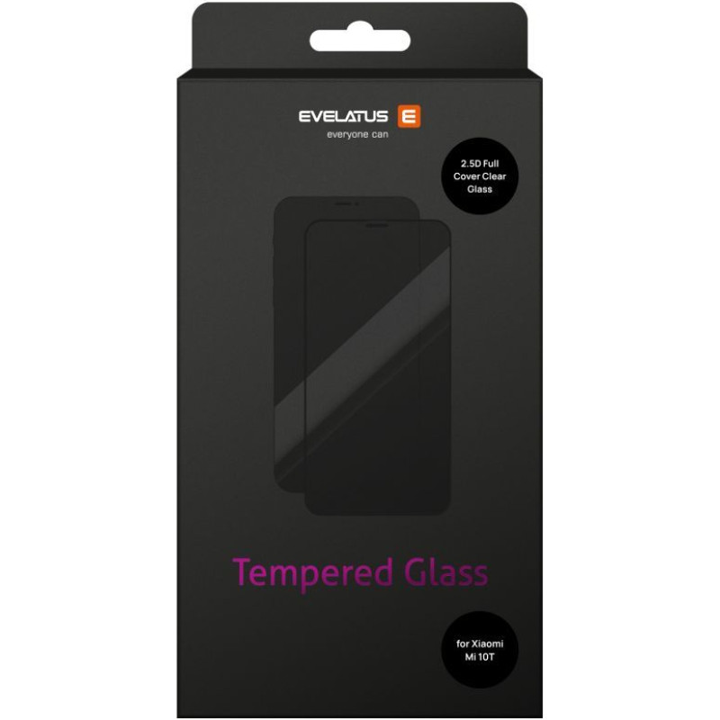 Evelatus Aizsargstikls Evelatus Xiaomi Xiaomi Mi 10T 2.5D Full Cover Japan Glue Glass Anti-Static