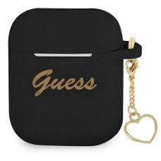 Guess Maciņš austiņām Guess Apple AirPods 1/2 Silicone Charm Heart Collection Black